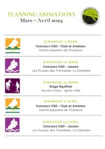 Planning animations mars avril 2024